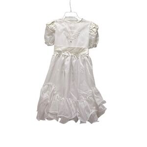 Sugar Plum Girls White Organza Ruffle Formal Dress Flower Girl Communion 12 1/2